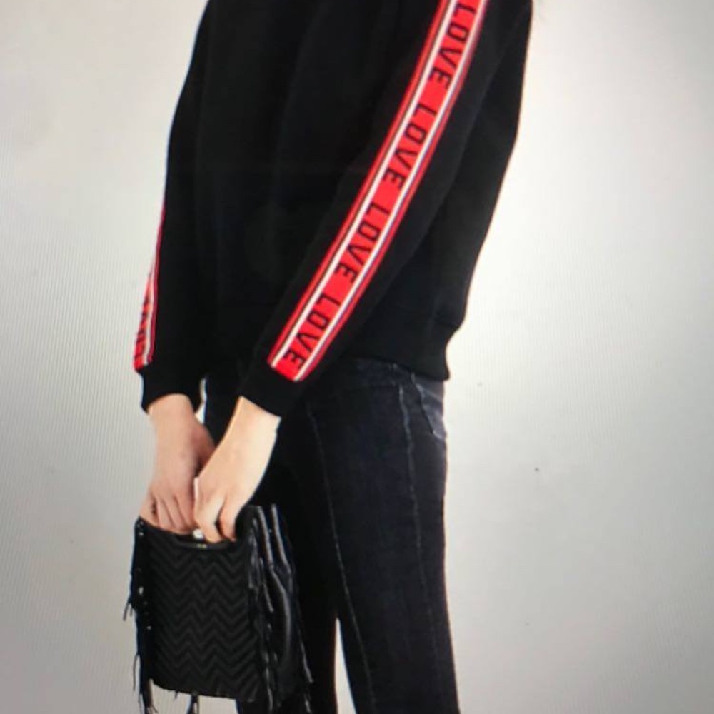 S Maje Sandro Toska Love Stripe Sweatshirt Bloomie - Picture 5 of 12